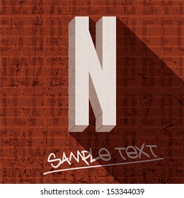 Stylish letter N, on grunge brick wall