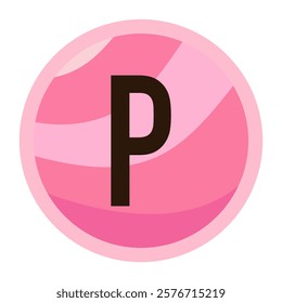 Stylish Letter P in Pink Gradient Circle Design for Love and Valentine Themes