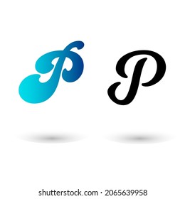 Diseño plano de tipografía de letra P elegante