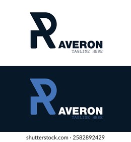 Stylish letter R logo professional with creative raveron design