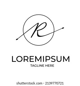 Stylish Letter R White Signature Logo Design Template
