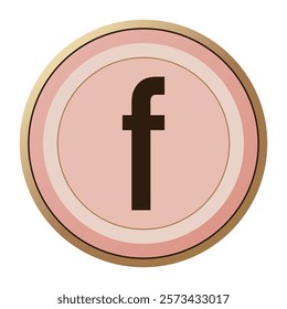 Stylish Letter “f” in Romantic Pastel Pink and Gold Circle - A Valentine’s Day Design Element