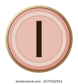 Stylish Letter “I” in Soft Pink and Gold Circle - A Sweet Accent for Valentine’s Day Cards