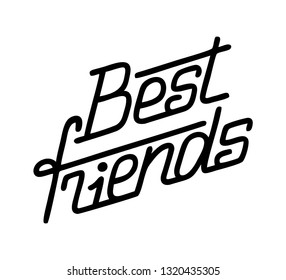 Stylish lettering composition in black color - best friends, drawn on a slope.