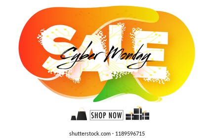 Stylish lettering of Cyber Monday Sale on abstract white background can be used as poster or banner design.