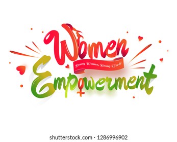 Stylish lettering of Women Empowerment in red and green color.