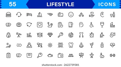 Stylish Lifestyle Icon Set Packed with Unique Symbols, Daily Essentials, and Illustration