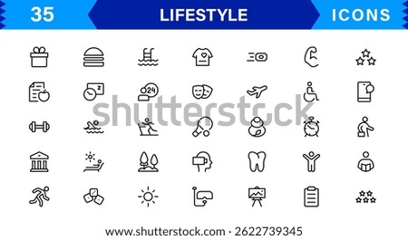 Stylish Lifestyle Icon Set Packed with Unique Symbols, Daily Essentials, and Illustration