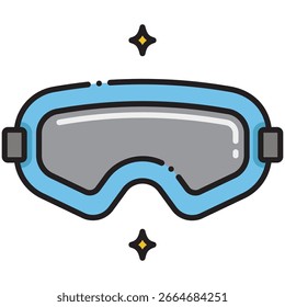 Stylish Light Blue Snow Goggles with Gray Lenses and Black Accen