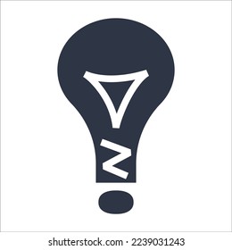 Stylish light bulb in exclamation mark shape, idea concept, black silhouette.