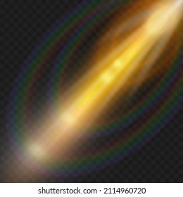 stylish light effect, glowing lines with dust and glare on a transparent background.