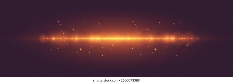 Stylish light effect of lines and sparkles of light. On a transparent background.