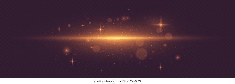 Stylish light effect of lines and sparkles of light. On a transparent background.