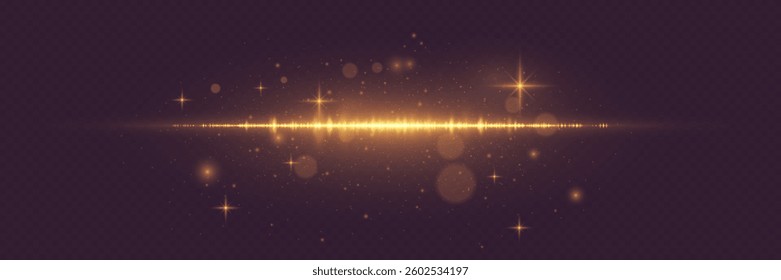 Stylish light effect of lines and sparkles of light. On a transparent background.