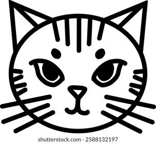 Stylish line art cat face with bold strokes and expressive eyes. Ideal for pet lovers, branding, and modern minimalist designs.