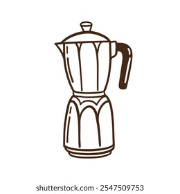 A stylish line art illustration of a classic stovetop espresso maker, ideal for passionate coffee lovers everywhere