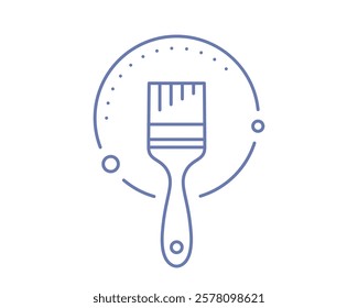 Stylish line art paintbrush icon in a circle. Perfect for websites, apps, and branding related to art, design, DIY, home improvement, or renovation. Clean, modern aesthetic.