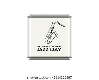 Stylish Line Art Saxophone Celebrates International Jazz Day, A minimalist, black and white graphic design celebrating International Jazz Day eps 10.