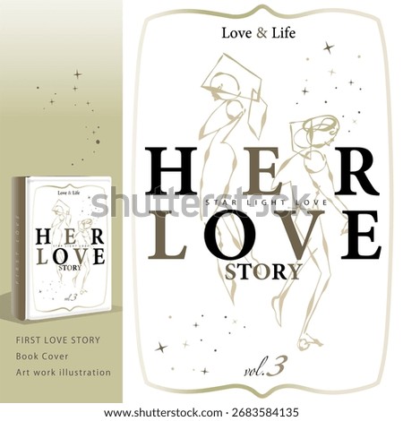 A stylish line art vector illustration of a couple standing back to back inside a classic frame. Perfect for romance novels, book cover design, editorial illustrations, or publishing projects related 