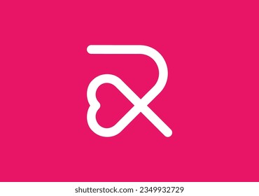 Stilvolles Design-Logo mit dem Buchstaben 'R' mit einem nahtlos integrierten Liebessymbol, das Charme und Romantik ausstrahlt