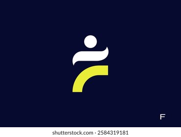 stylish line design vector logo template letter F, faturing a human dance