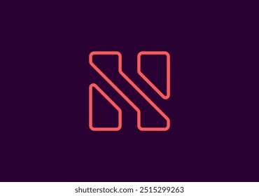 Stylish line logo design letter N