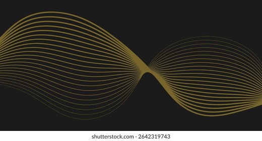 Stylish Line Wave Golden Background. Editable Vector Background