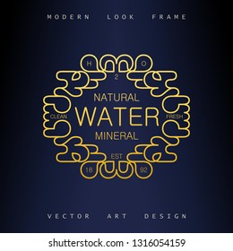 Stylish linear art deco frame. Quirky but elegant design. Golden ornament. Vector template