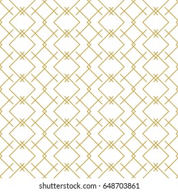Stylish linear geometric seamless vector pattern in gold