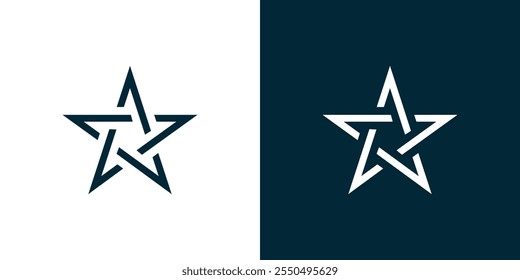 Stylish linear shape star logo design, star logo and number 7, simple star logo