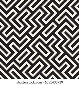 Stylish lines lattice. Ethnic monochrome texture. Abstract geometric background design. Vector seamless black and white pattern.