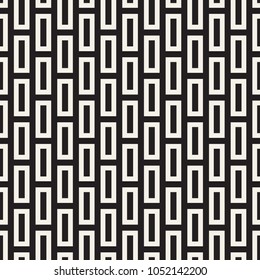 Stylish lines lattice. Ethnic monochrome texture. Abstract geometric background design. Vector seamless black and white pattern.