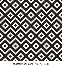 Stylish lines lattice. Ethnic monochrome texture. Abstract geometric background design. Vector seamless black and white pattern.