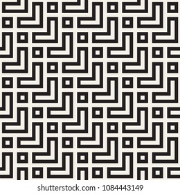 Stylish lines lattice. Ethnic monochrome texture. Abstract geometric background design. Vector seamless black and white pattern.