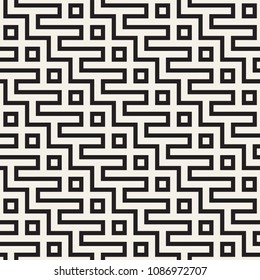 Stylish lines lattice. Ethnic monochrome texture. Abstract geometric background design. Vector seamless black and white pattern.