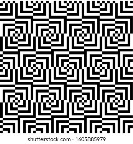 Stylish Lines Maze Lattice. Ethnic Monochrome Texture. Abstract Geometric Background Design. Vector Seamless Black and White Pattern.