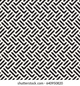 Stylish Lines Maze Lattice. Ethnic Monochrome Texture. Abstract Geometric Background Design. Vector Seamless Black and White Pattern.

