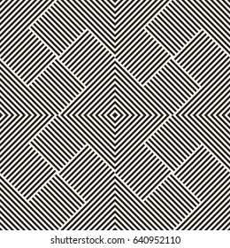Stylish Lines Maze Lattice. Ethnic Monochrome Texture. Abstract Geometric Background Design. Vector Seamless Black and White Pattern.


