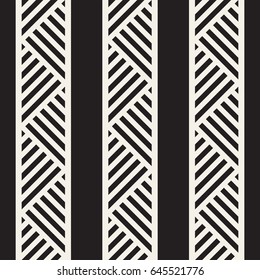 Stylish Lines Maze Lattice. Ethnic Monochrome Texture. Abstract Geometric Background Design. Vector Seamless Black and White Pattern.

