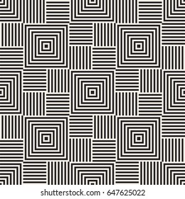 Stylish Lines Maze Lattice. Ethnic Monochrome Texture. Abstract Geometric Background Design. Vector Seamless Black and White Pattern.

