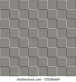 Stylish Lines Maze Lattice. Ethnic Monochrome Texture. Abstract Geometric Background. Vector Seamless Black and White Pattern.