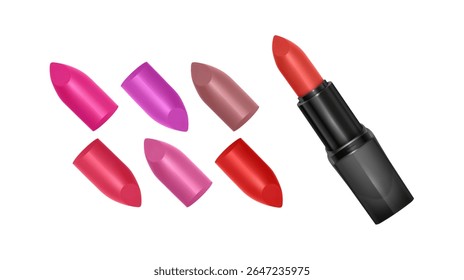 Lipsticks elegantes perfeito para beleza e maquiagem