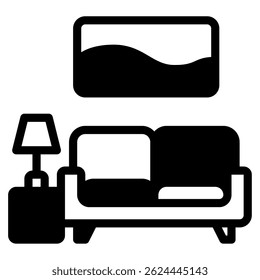 Elegante sala de estar con un sofá amarillo, mesa auxiliar, lámpara y arte en la pared, ideal para el contenido de la decoración del hogar.
