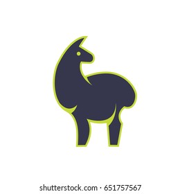 Stylish llama - color stylized drawing of standing llama