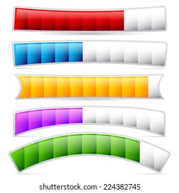 Stylish loading bars, meters, benchmark or level indicator elements. vector.