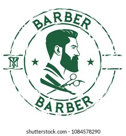 stylish logo for a barbershop with a man