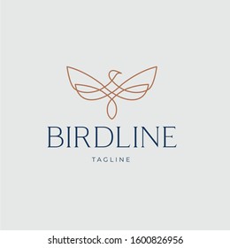 Stylish logo. Butterfly, drafon-fly and bird. Logo Design Luxury linear creative monogram - Vector.