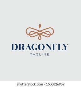 Stylish logo. Butterfly, drafon-fly and bird. Logo Design Luxury linear creative monogram - Vector.