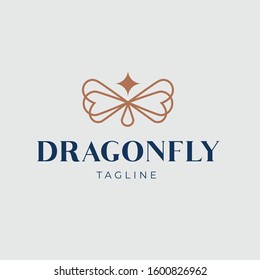 Stylish logo. Butterfly, drafon-fly and bird. Logo Design Luxury linear creative monogram - Vector.