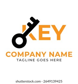 Stylish Logo Design Showcasing a Key Concept with Modern Typography and Vibrant Orange Color Accents for Brand Identity